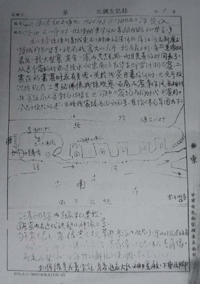 1960年丈八寺等泾川百里石窟长廊调查记录